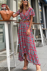 Joyful Living – Midikleid mit Blumenmuster und Rüschen und hohem Bund